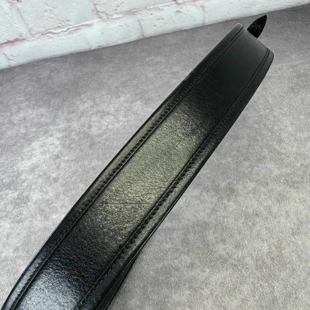 Vintage Gucci Grommet Black Leather Wide Belt 144195 85/34”